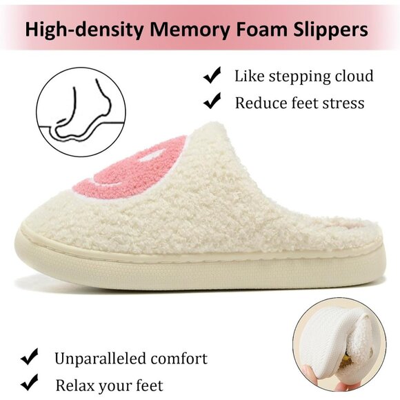 Warm and Cozy Faux Fur Slippers for Women and Men - Happy Face Style - Picture 4 of 6